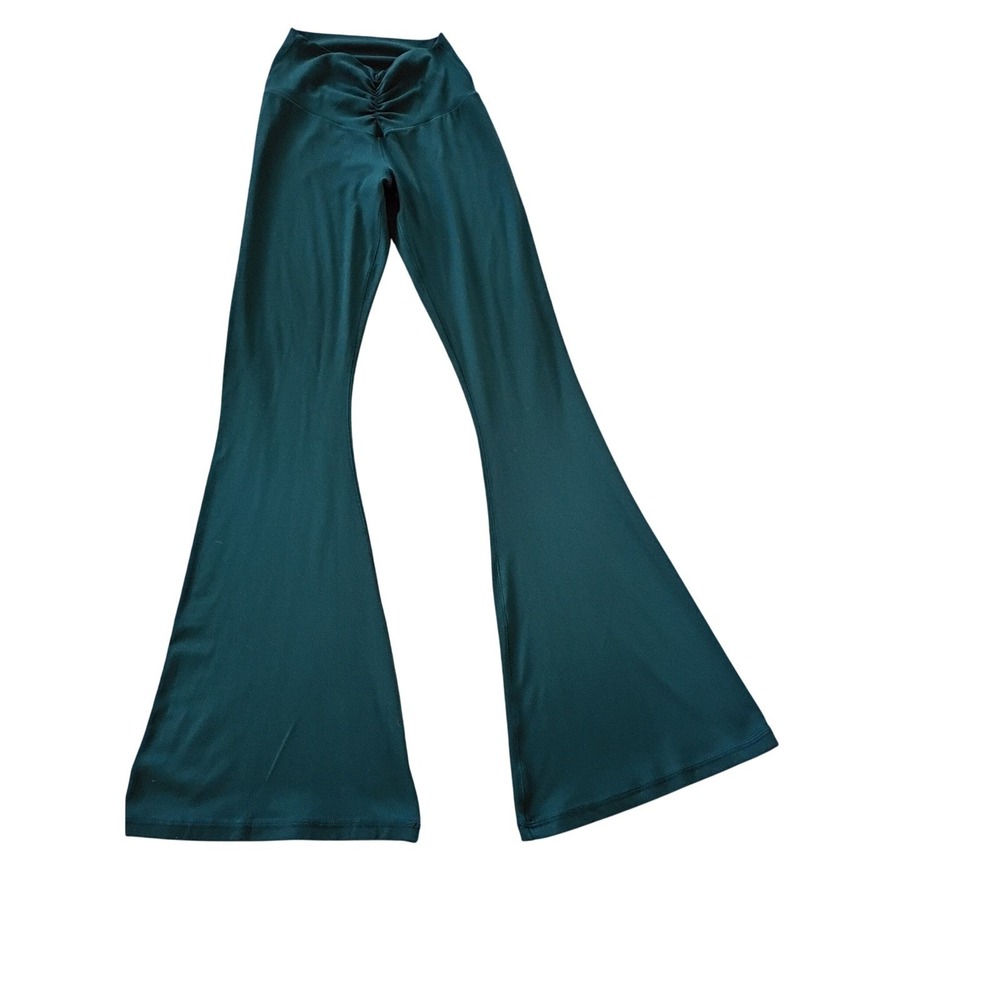 OFFLINE by Aerie Real Me High Rise Flare Leggings Green V-Waist Ruched Small